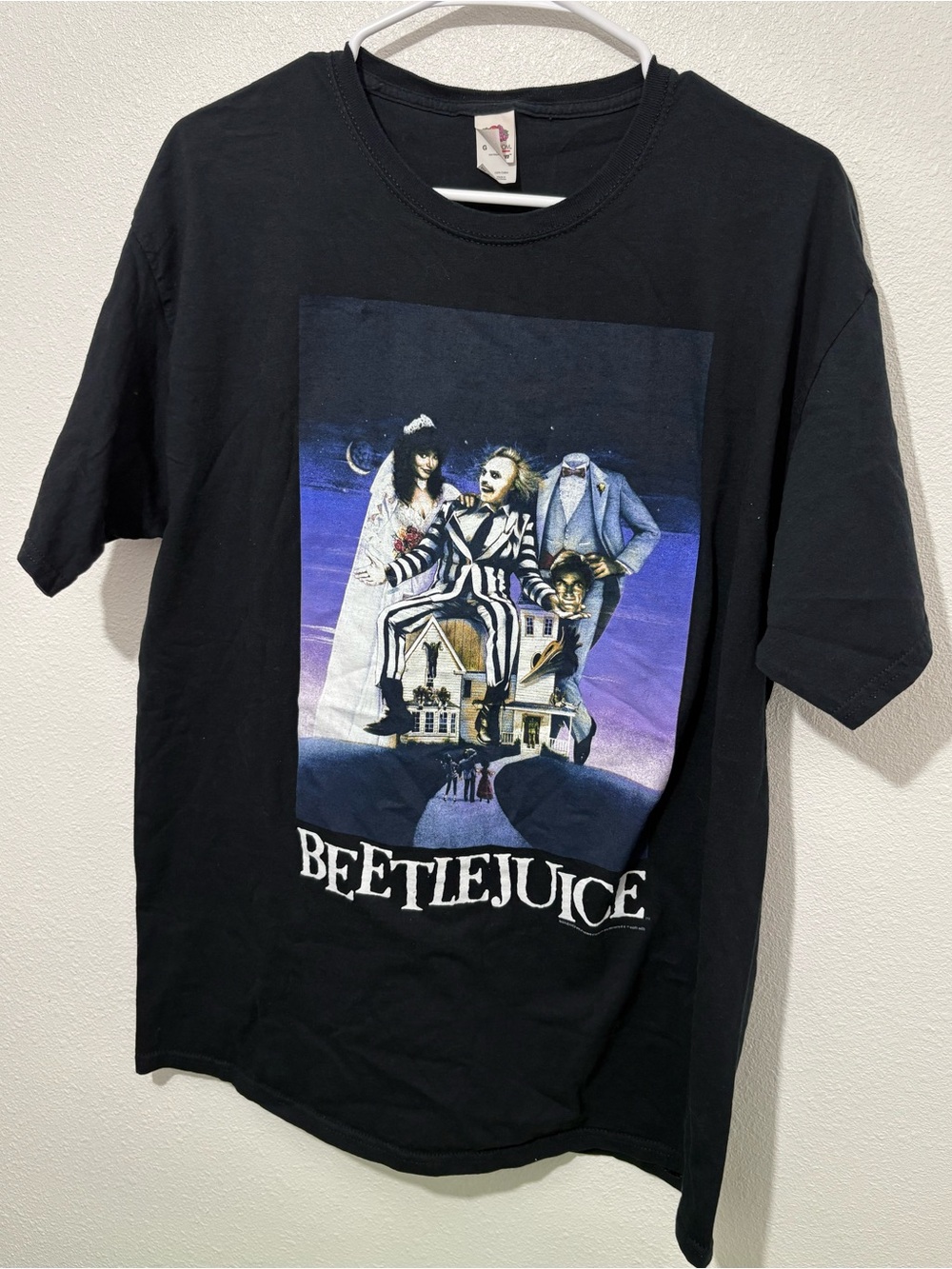Beetlejuice Movie Tee Shirt Mens Size Large Black Retro Horror Halloween